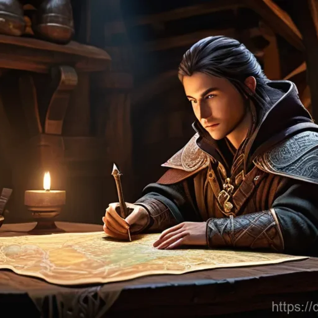 히트2 퀘스트 진행 루트 - **"A determined fantasy adventurer, possibly a male warrior or female mage, sits at a wooden table i...