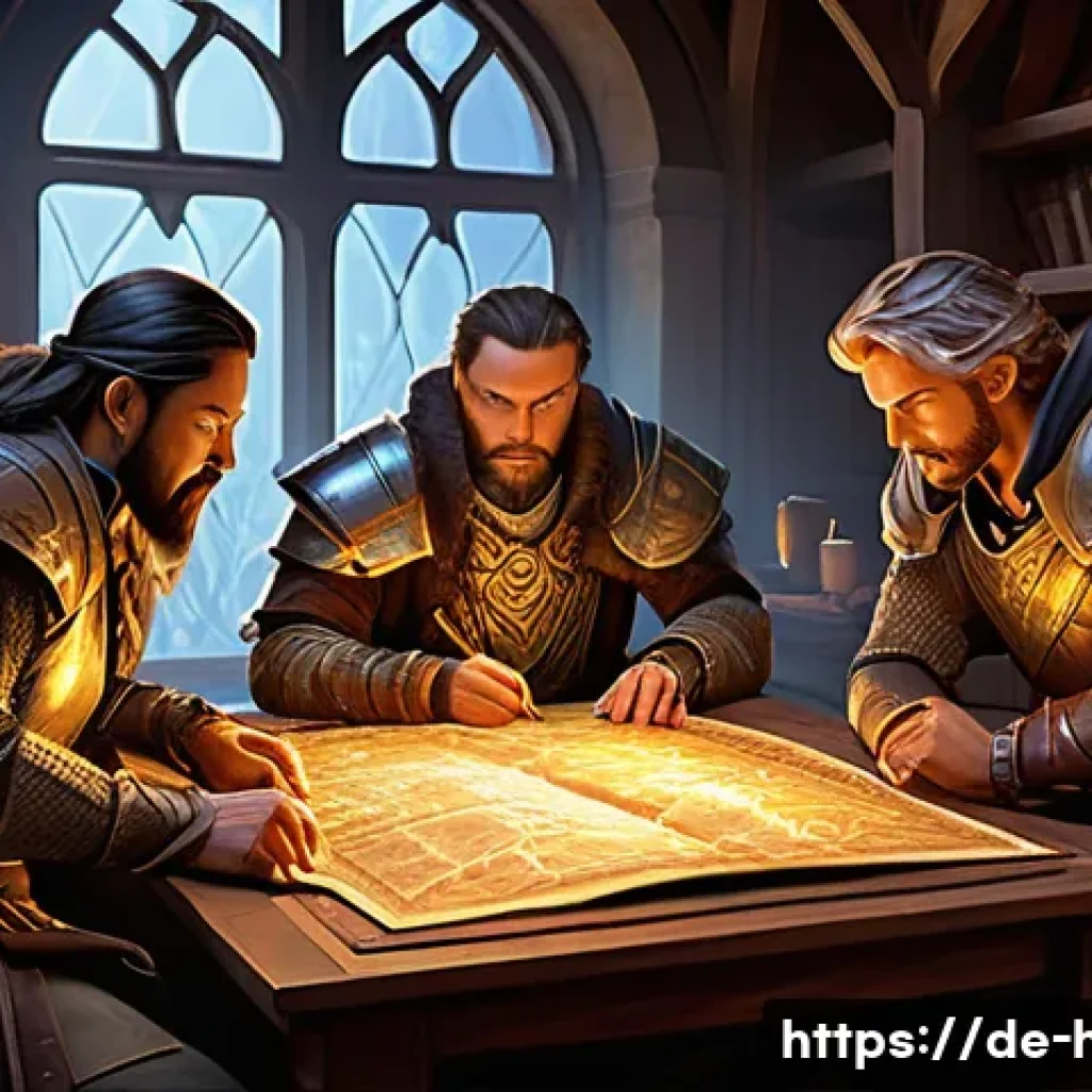 히트2 보물 찾기 이벤트 - **Prompt:** A diverse group of four fantasy adventurers, fully clothed in their detailed, practical ...