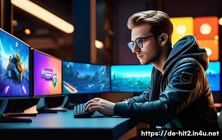 히트2 현질 효율 분석 - A vibrant, detailed digital art scene showcasing a confident young German gamer sitting at a modern ...