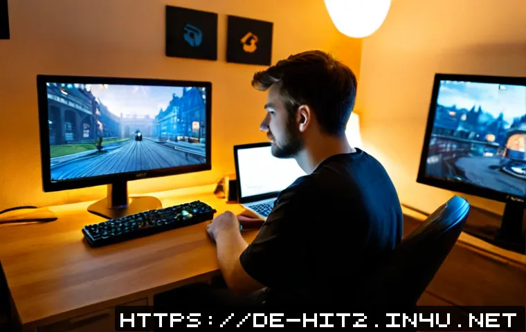 히트2 공식 커뮤니티 활용법 - Photorealistic German PC gamer in a tidy Berlin apartment, using a desktop computer to browse an onl...