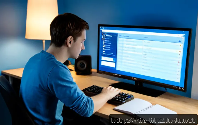 히트2 일일 퀘스트 최적화 - Photorealistic evening scene of a German PC gamer optimizing daily game tasks, focused adult wearing...